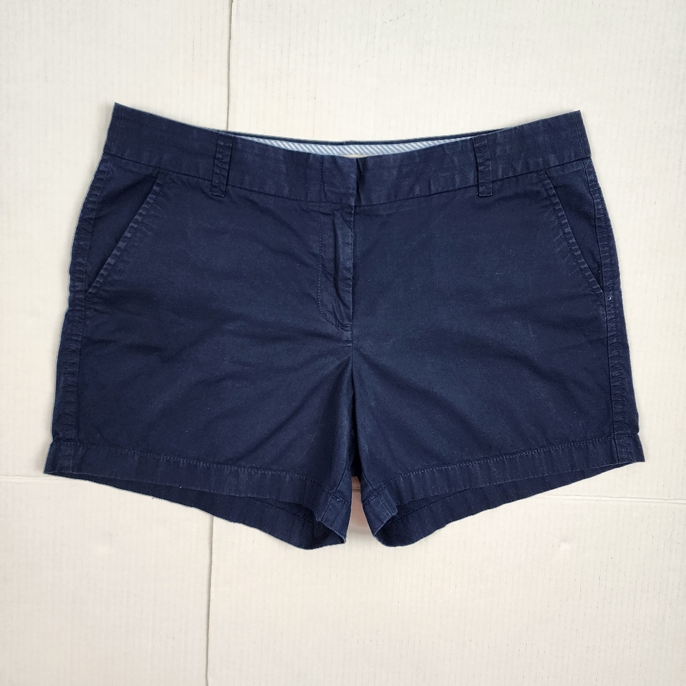 J. Crew Factory Navy Blue Cotton Shorts Size 12 Chino Broken-in Shorts - Picture 8 of 8